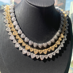 Nuovo arrivato di lusso di alta qualità scintillante <span class=keywords><strong>gioielli</strong></span> da donna ghiacciati Bling CZ grande piccolo cuore collana Tennis - Product Image 6