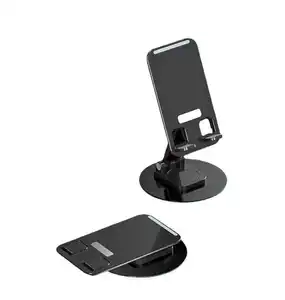 Metal folding and rotating 360 degree mobile phone and tablet holder, multi angle portable lazy desktop alloy holder