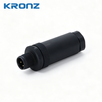 Connecteur circulaire industriel KRONZ M12 à 4 broches, codage A, assemblable sur site, PG9, tout plastique, mâle, étanche IP67