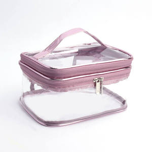 Transparent Zipper Soft Handle <b>Makeup</b> Bag Portable Women's Large Capacity Cosmetic Waterproof PVC Bag RTS Bulk Mixed Order - Product Image 2