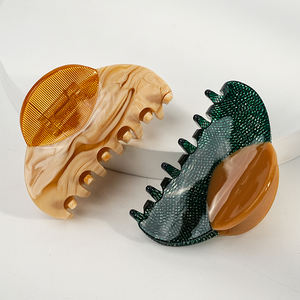 Wjia francés de alta textura empalme clip de ácido acético clip de tiburón grano de madera clip de pelo Retro Luz accesorios de lujo para el cabello mujeres - Product Image 4