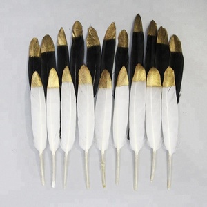 Bán buôn 10-15cm Lông Ngỗng Nhuộm trắng Tip Vàng Bộ lông cho hàng thủ công & Quà Tặng bao bì - Product Image 2