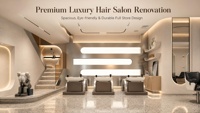 Aménagement intérieur personnalisé pour salon de coiffure, mobilier de salon de beauté, station de coiffage, présentoir, solution de magasin de détail
