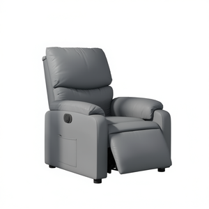 Sillón Reclinable Eléctrico de Piel Sintética Gris con Masaje Corporal Completo para Uso Doméstico - Product Image 1
