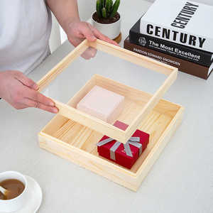 Wooden Storage <b>Box</b> With Lid 195x195x85cm For Wedding <b>Favors</b> And Desktop Organization - Product Image 4