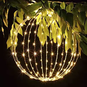 Lampu gantung taman Natal bola lampu LED 160 LED 12 bola dunia besar bingkai besi dengan 8 mode berkedip pasang pengisian