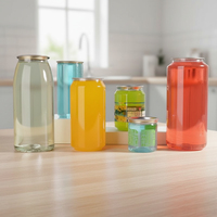 En stock, canettes en plastique cylindriques pour boissons gazeuses, couvercle en aluminium, 250/330/500/750 ml, canettes à ouverture facile