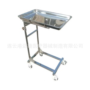 Carrito de Enfermería Móvil de Acero Inoxidable, Altura Ajustable, Una Sola Capa, con 4 Ruedas, Mueble de Hospital, Diseño Industrial - Product Image 1