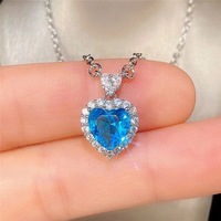 Collier pendentif en forme de coeur océanique best-seller, belle et légère bague de luxe et ensemble de boucles d'oreilles, chaîne de clavicule d'été