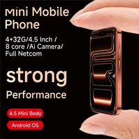 Mini Teléfono Inteligente de 4.5 Pulgadas con MTK6765 Octa Core, Red 4G LTE, 4GB de RAM/32GB de ROM, Doble SIM, Android 12, Reconocimiento Facial