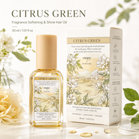 Huile capillaire OEM ODM 30ml, parfum agrumes verts, sérum capillaire réparateur pour cheveux secs et abîmés, bio, hypoallergénique, adoucissant, brillant, anti-frisottis