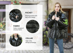 Venta caliente abrigo de invierno para mujer abrigo corto de burbuja de plumón de pato de alta calidad chaqueta acolchada cálida Forladies - Product Image 5