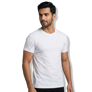 T-shirt publicitaire 100 % coton avec logo personnalisé OEM, col rond, motif peigné anti-boulochage, coupe ample, taille européenne pour homme - Product Image 1