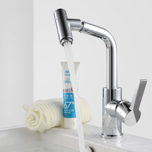 Modern Single Handle Brass Kitchen Faucet 360 Degree Rotate Deck Mounted Ceramic Valve Core <b>Hot</b> And <b>Cold</b> Water - Product Image 4