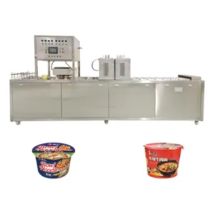 Meat Fast Food Lunch Box Tray Sealing Machine For Plastic Containers Automatic Bowl Cup Instant Noodle Production Line