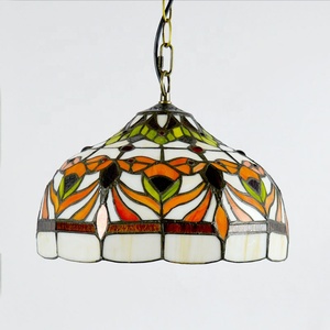 LongHuiJing Tiffany Pendant Đèn Hoa Thiết Kế Nhà Bếp Stained Glass Chụp Đèn Vintage Treo Đèn Lịch Thi Đấu 30CM - Product Image 5