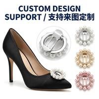 Clips de chaussures amovibles en perles rondes et strass, accessoires personnalisés détachables pour chaussures de mariée