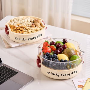 Fruit Dish With Clip On Lid Round Solid Color For Party Food Storage Container Lucky Every Day Design - Product Image 4