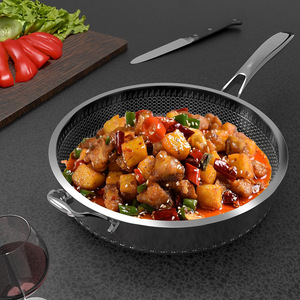 Three Layer Stainless Steel Frying <b>Pan</b> With <b>Ceramic</b> Coating Nonstick Round 12 Inch For Cooking - Product Image 4