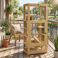 Cage moderne et respirante en bois pour hamsters et souris avec échelle, balançoire, nichoir et plateau amovible