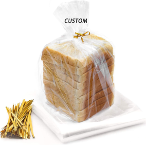Stampa su misura per uso alimentare trasparente in plastica pane pane pane sacchetto resistente pop pane panificio sacchetto di pagnotta con riutilizzabili cravatte dorate - Product Image 1