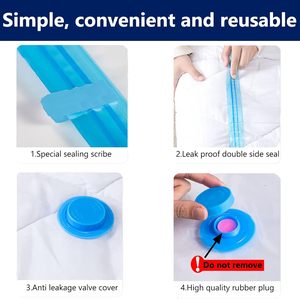 <strong>Extra</strong> <strong>Large</strong> 6 Pack Eco-Friendly Compression Vacuum <strong>Storage</strong> <strong>Bags</strong> 100 X 80cm Double Zip Seal Reusable Dustproof Multifunction - Product Image 5