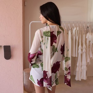 Robe à manches longues à imprimé floral, col rond, coupe ample, décontractée, pour tous les jours - Product Image 2