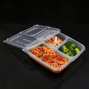 Contenedores Desechables de Plástico para Microondas, con 3 Compartimentos, para Almacenamiento de Alimentos, Almuerzo, Preparación de Comidas, Ensaladas y Sándwiches - Product Image 1