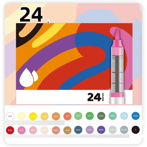 Marqueurs acryliques à pointe pinceau 24 couleurs pour peinture sur roche, pierre, céramique, verre, bois, tasses, métal, tissu – Blancs - Product Image 1