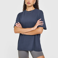 T-shirt classique surdimensionné et léger pour femmes, fabricant en gros, col rond, manches courtes, impression personnalisée du logo, t-shirt pour femmes