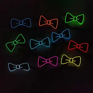Promotion Gifts Neon LED Bow Tie Adjustable Light Up BowTie Novelty BowTies Party Glowing LED Ties for Costume Rave Party