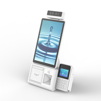 Quiosco de autoservicio Android Debian OS táctil de escritorio de 10,1 pulgadas al por mayor con impresora térmica de 58mm lector NFC escáner de código QR