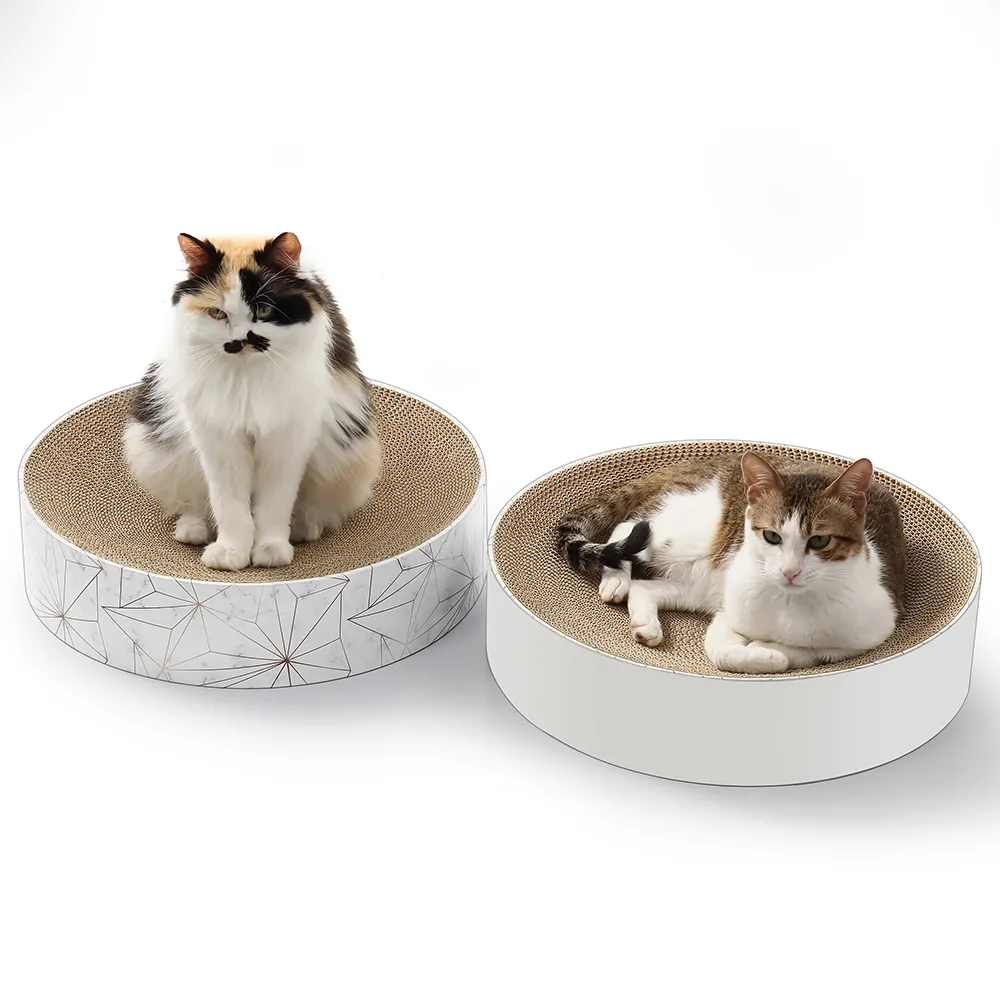 Kinchla 라운드 고양이 침대 긁는 고양이 긁는 자 판지 원형 리필