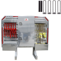Protection de cabine robuste en aluminium à motif diamant pour plateau plat, avec boîte à outils centrale intégrée et support de chaîne