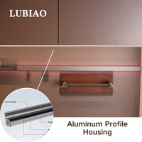 Coque en profilé aluminium pour armoire de minibar d'hôtel, poignée intégrée sans joint, éclairage doux intégré sur rail YB1042-33