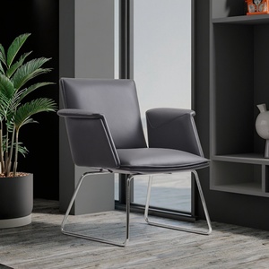 Chaise de bureau pivotante de luxe moderne en cuir PU pour mobilier de conférence sans roulettes - Product Image 2