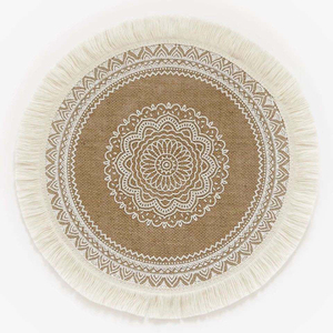 Handmade Bohemian Elegant round Cloth Place Mat Fashionable <strong>Dining</strong> Plate with Cotton Tassels Waterproof Wedding Table Decor - Product Image 4