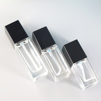 Emballage cosmétique carré de luxe 15ml 20ml 30ml 40ml, flacon en verre transparent/givré vide pour sérum, lotion, fond de teint, avec compte-gouttes
