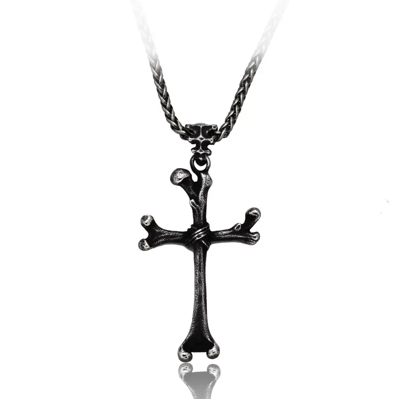 SS8-281P Steel Soldier Stainless Steel Man Charm Choker Chain Jewelry Clavicle Cross Pendant Necklace