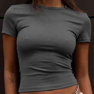 Camiseta de Manga Corta para Mujer, Estilo Casual, Cuello Redondo, Transpirable, Combinable con Todo, Nueva Moda 2025 - Product Image 5