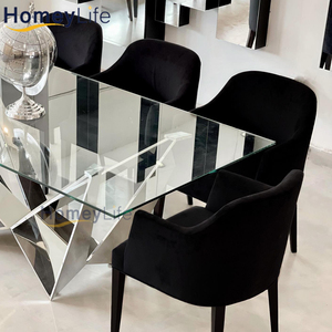 <span class=keywords><strong>Mesa</strong></span> de <span class=keywords><strong>comedor</strong></span> de vidrio templado <span class=keywords><strong>extensible</strong></span>, juego de <span class=keywords><strong>mesa</strong></span> de <span class=keywords><strong>comedor</strong></span> de <span class=keywords><strong>acero</strong></span> inoxidable de lujo, 4 sillas - Product Image 2