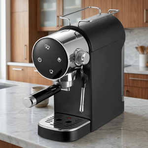 Machine à expresso vintage au design cylindrique, 120 V US, avec commande tactile et mousseur à lait pour comptoir de cuisine - Product Image 1