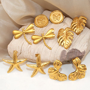 Declaración joyería de moda pendientes insecto suerte libélula pendientes CZ circón Stud pendientes joyería de acero inoxidable para mujer - Product Image 5