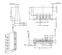 Paso de 1,27mm sata 15pin IDC tipo Molex conector de cable a placa, SATA15P conector hembra