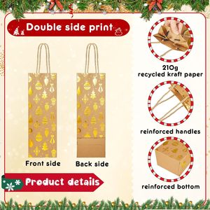 <span class=keywords><strong>Bolsas</strong></span> de Regalo para Botellas de Vino Navideñas, <span class=keywords><strong>Bolsas</strong></span> para Botellas de Champán con Asas para Fiestas de Invierno, Banquetes y Cumpleaños - Product Image 3