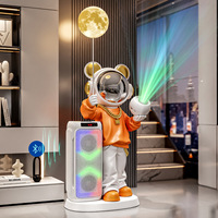 Grande figurine d'ours en résine, ornement de sol, haut-parleur karaoké, lampe de projection lune, peinte à la main, décorative moderne et minimaliste