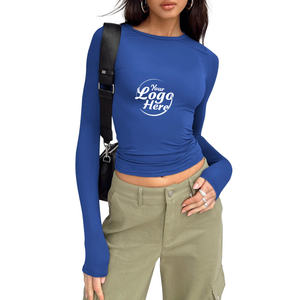 เสื้อยืดแขนยาวสำหรับผู้หญิงทันสมัยเสื้อครอปแบบธรรมดาเสื้อเข้ารูปพอดีตัวน่ารักสำหรับเด็กผู้หญิงเสื้อผ้าฤดูใบไม้ร่วงและฤดูหนาว - Product Image 3