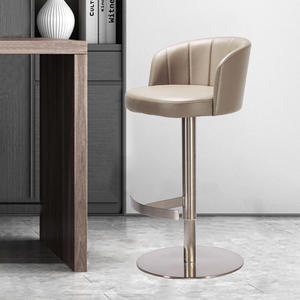 Chaise pivotante en cuir de haute qualité et acier inoxydable, design moderne, idéale pour la maison, le bar, l'hôtel, le salon, la boîte de nuit, réglable en hauteur - Product Image 2