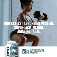 Compléments de musculation : Protéine en poudre ISO 100 avec 25g d'isolat de protéines de lactosérum hydrolysé à 100% – Protéine de lactosérum pour la musculation et la créatine