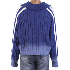 Suéter personalizado OEM y ODM para mujer, prendas de punto gráficas, ropa de mujer con cremallera, Jersey de punto de manga larga, suéter de cuerda torcida para mujer - Product Image 2